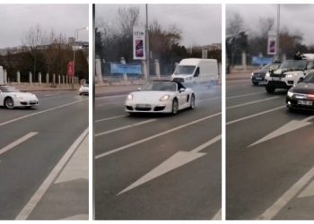 Çakar izinli arabalarla konvoy: Drift yapıp yol kapattılar